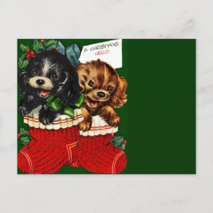 Weihnachts-Welpen Feiertagspostkarte