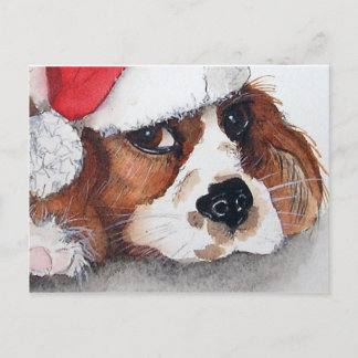 Weihnachts Welpen Hund Postkarte. Postkarte