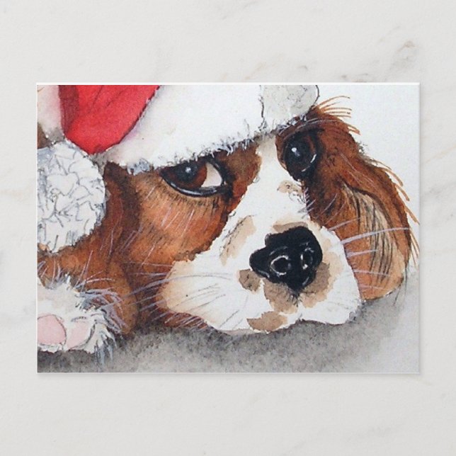 Weihnachts Welpen Hund Postkarte. Postkarte (Vorderseite)