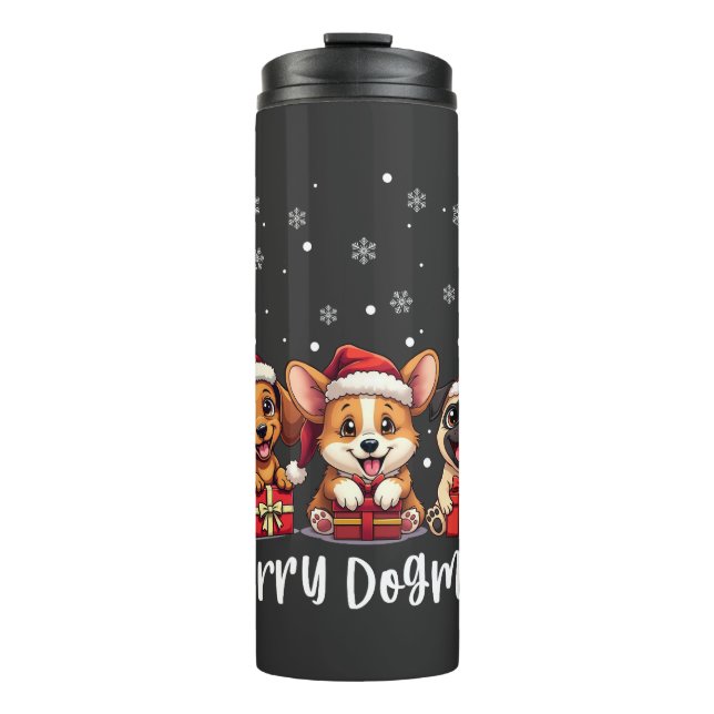 Weihnachts Welpen Hunde frohe Dogmas Thermosbecher (Vorderseite)