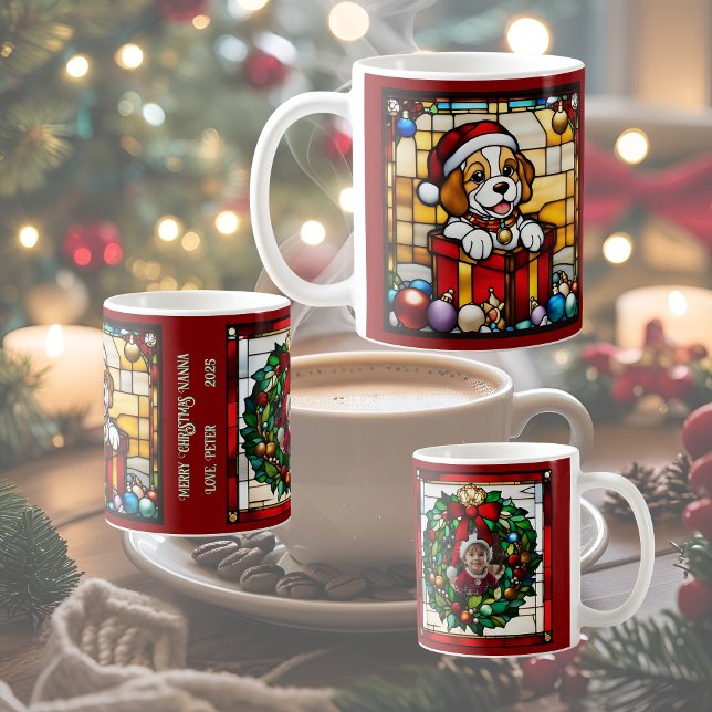 Weihnachts Welpen Imitate gestanzt Glas Kaffeetasse (Von Creator hochgeladen)