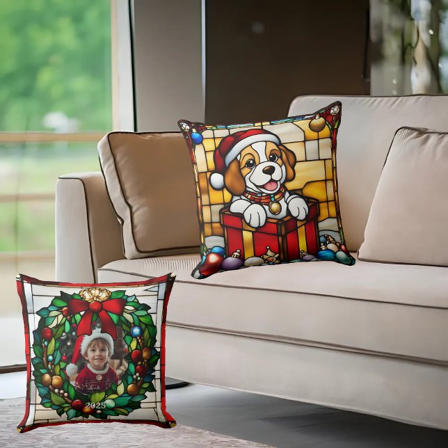 Weihnachts Welpen Imitate gestanzt Glas Kissen (Von Creator hochgeladen)