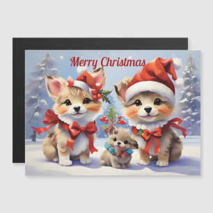 Weihnachts Welpen Urlaub Magnetkarte