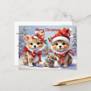 Weihnachts Welpen Urlaub Postkarte