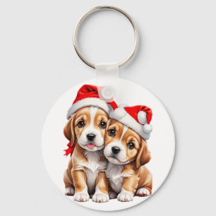 Weihnachts Welpenhunde Schlüsselanhänger