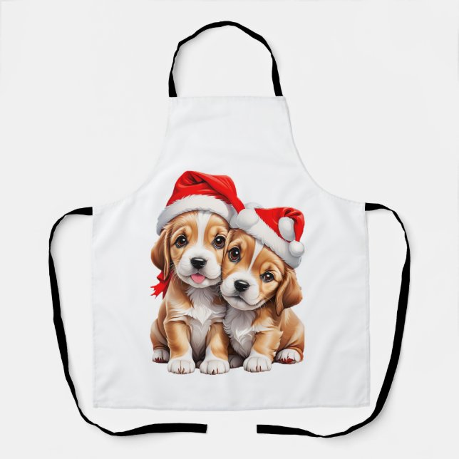 Weihnachts Welpenhunde Schürze (Vorderseite)