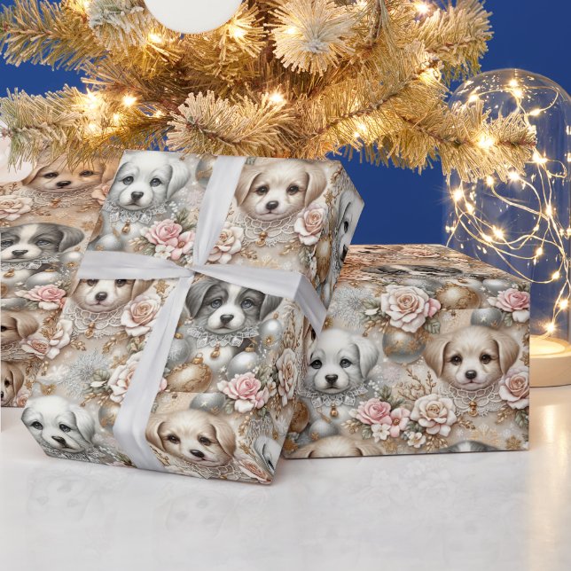 Weihnachts Welpenpackpapier - Adorable Hunde Gesic Geschenkpapier (Feiertage)