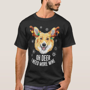 Weihnachts-Welsh-Corgi mit Hirschgeweih für Frauen T-Shirt