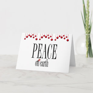 Weihnachts-Weltfrieden mit Red Baubles Feiertagskarte