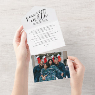 Weihnachts-Weltfrieden Personalisiert-Urlaubskarte All In One Einladung