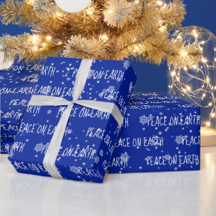 Weihnachts-WELTFRIEDEN-Text und Schneeflocken Geschenkpapier