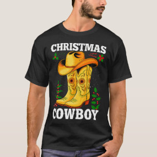 Weihnachts-Western-Cowgirl-Stiefel Vintage-Cowboy- T-Shirt
