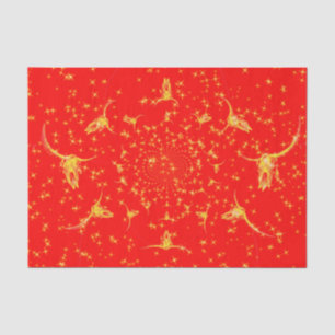 Weihnachts Western Glitzer Red Gold Giro Kuh Skull Seidenpapier