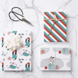 Weihnachts Whimsical Cartoon Hunde Geschenkpapier Set