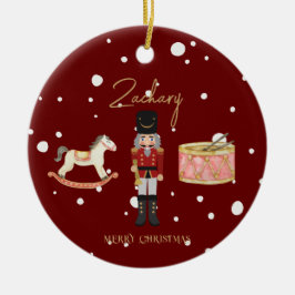 Weihnachts Whimsical Nutcracker Santa Kids Name Keramik Ornament