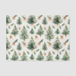 Weihnachts Whimsical Pine Trees Muster Seidenpapier<br><div class="desc">Viel Spaß mit Ihren Taschentüchern, wenn Sie dieses niedliche Weihnachtsmuster verwenden. Sie haben schöne grüne Vintage Wasserfarben, zusammen mit einigen unerwarteten und hübschen Touchs. Die Bäume sind für die Weihnachtsfeiertage mit Sternen an den Spitzen und verstreuten Bauern, draußen im Winter Schnee dekoriert. Niedliche, kleine, rot gerippte Pakete sind ein Feature,...</div>