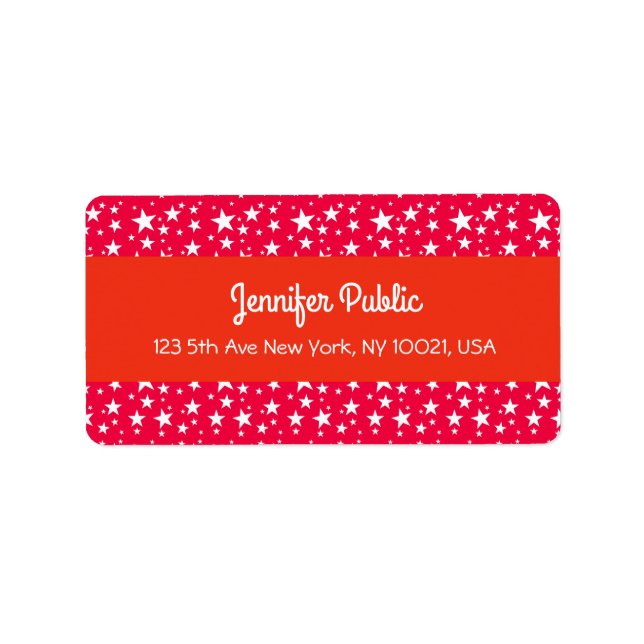 Weihnachts-White-Stars-Handschrift Adressaufkleber (Vorne)