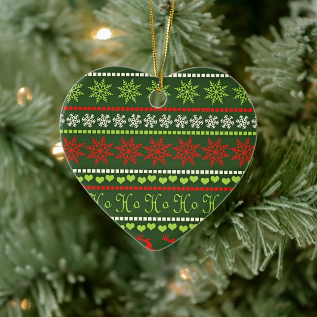 Weihnachts-Wiederholungsmuster Keramik Ornament (Baum)