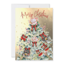 Weihnachts-Wildblume Gold Roter Tree Gruß