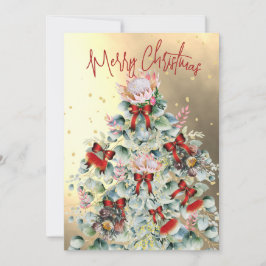 Weihnachts-Wildblume Gold Roter Tree Gruß Feiertagskarte