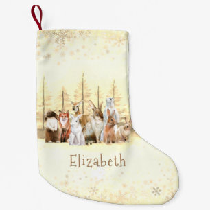 Weihnachts Wilde Tiere Braun Wasserfarbe Custom Kleiner Weihnachtsstrumpf