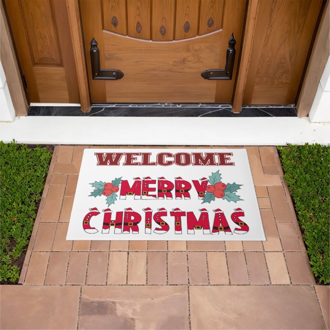 Weihnachts Willkommen Doormat Rug Fußmatte (Außenbereich)