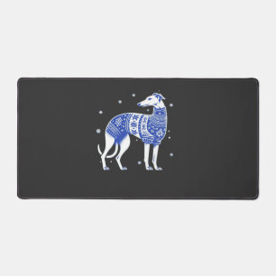 Weihnachts-Windhund mit hässlichem Pullover Bl Schreibtischunterlage