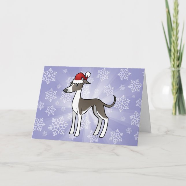 Weihnachts-Windhund/Weichtuch/Italienischer Windhu Feiertagskarte (Vorderseite)