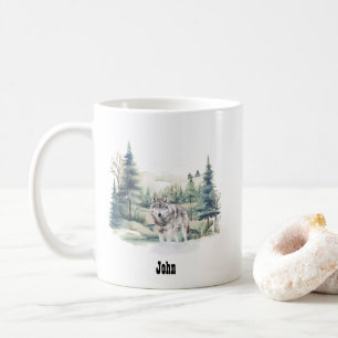 Weihnachts-Winter-Bergwald-Abenteuer Wolf Kaffeetasse