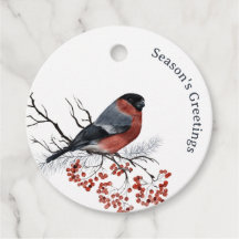 Weihnachts-Winter-Bird-Round-Geschenketiketten