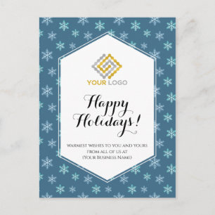 Weihnachts Winter Blue Snowflakes Logo Business Postkarte