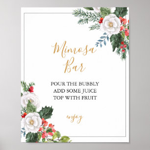 Weihnachts-Winter-Brautparty Mimosa-Bar-Schild Poster