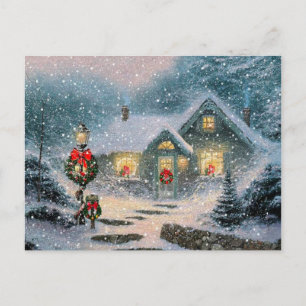 Weihnachts-Winter-Cottage Feiertagspostkarte