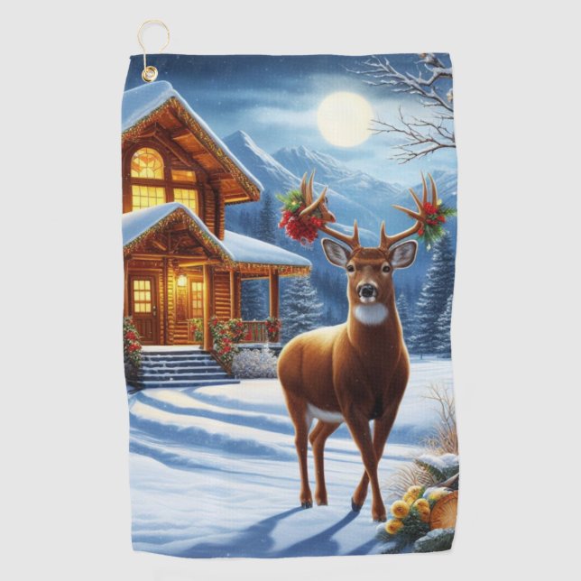 Weihnachts-/Winter-Deferlodge Golfhandtuch (Vorderseite)