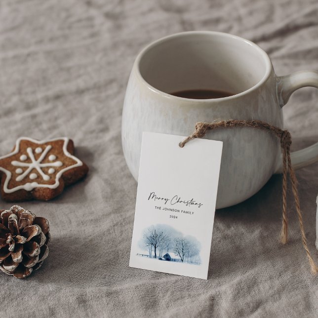 Weihnachts-Winter-Dorf Rustikale Landschaft Geschenkanhänger (Von Creator hochgeladen)
