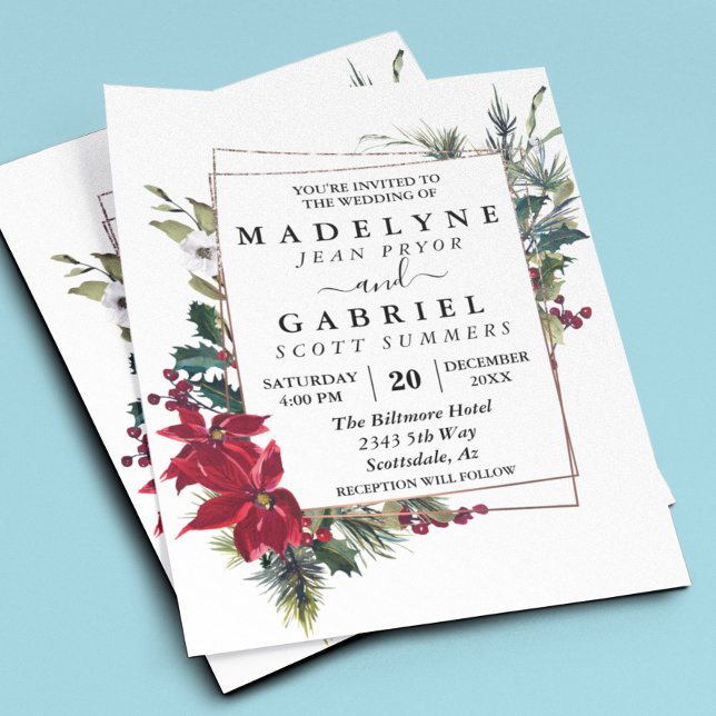 Weihnachts Winter Elegante Poinsettia Black Weddin Flyer (Von Creator hochgeladen)