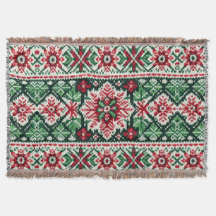 Weihnachts-/Winter-Fair-Isle-rot und grün Decke