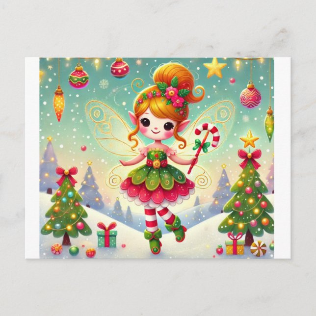 Weihnachts-Winter-Fee mit ihrer Magie Postkarte (Vorderseite)