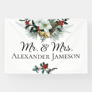 Weihnachts Winter Floral Mr. & Mrs. Wedding Banner