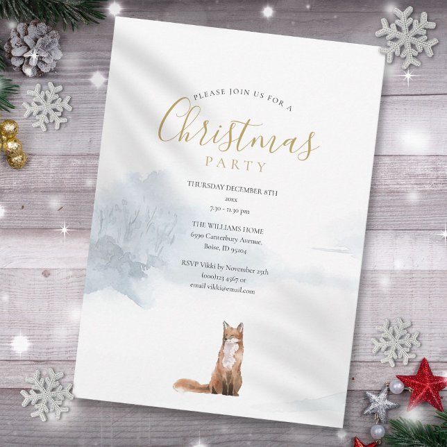 Weihnachts-Winter-Fox-Feier Einladung (Christmas Winter Fox Holiday Party Invitation)