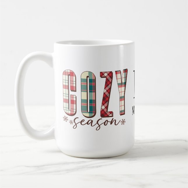 Weihnachts Winter gemütliche Jahreszeit Monogram e Kaffeetasse (Links)