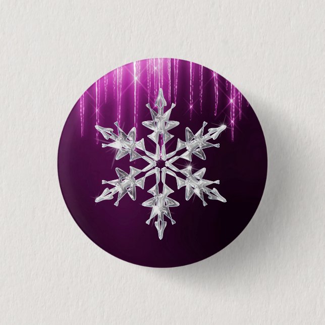 Weihnachts-Winter Glass Weihnachten Schneeflocke Button (Vorderseite)