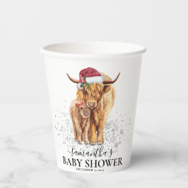 Weihnachts Winter Hochland Kuh Calf Baby Dusche Pappbecher
