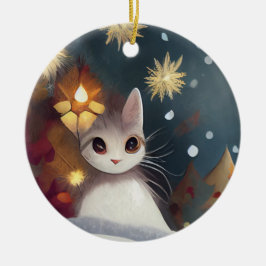 Weihnachts-Winter Katzenschmuck Keramik Ornament