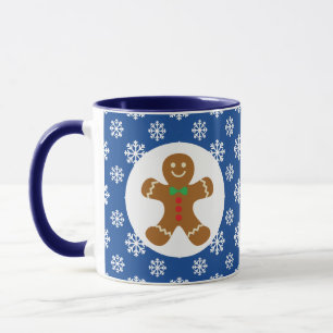 Weihnachts-/Winter-Lebkuchen-Mann-Schneeflocken Tasse