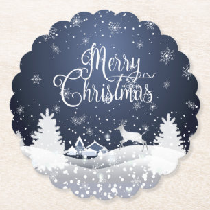 Weihnachts Winter Märchen Fantasy Snowy Rentier Untersetzer