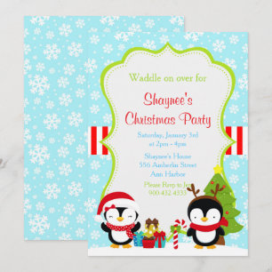 Weihnachts Winter Niedliche Pinguine Einladung