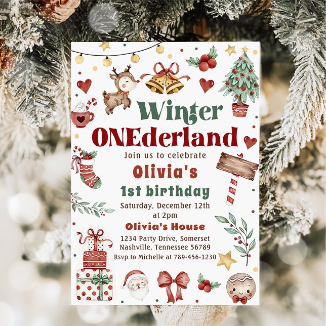 Weihnachts Winter Onederland 1. Geburtstag Einladung (Von Creator hochgeladen)