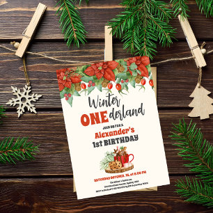 Weihnachts Winter Onederland Erster Geburtstag Einladung