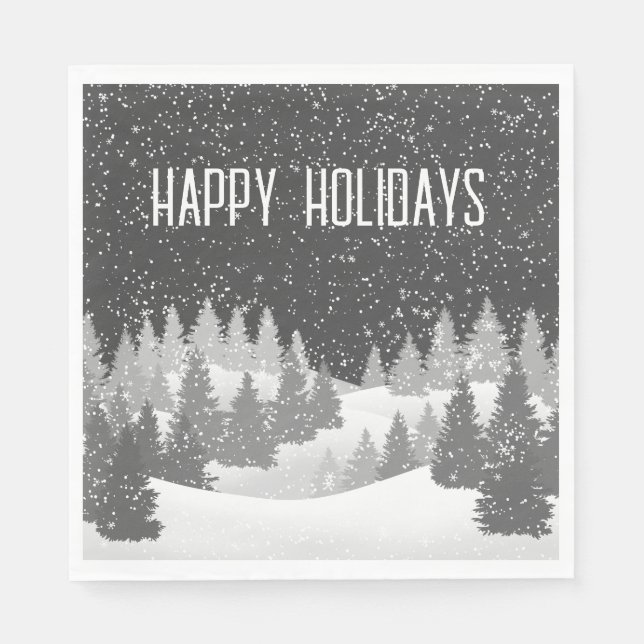 Weihnachts Winter Pines Napkins Serviette (Vorderseite)